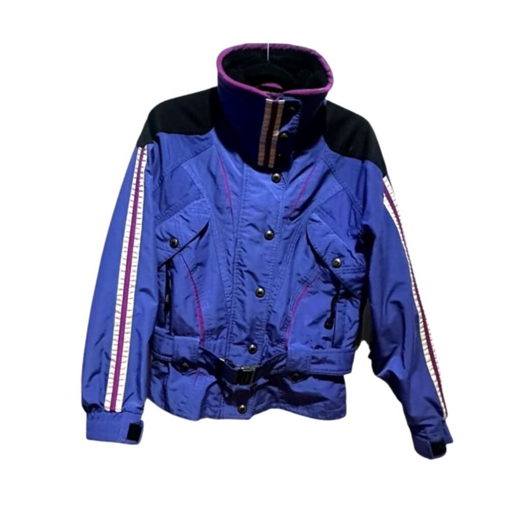 Vintage 90's Hard Corps Womens Goretex Shell Ski Suit Sz 10 Med Zip Snap Purple